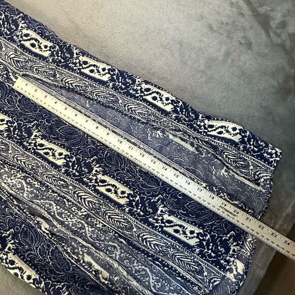 American Eagle Boho Double Slit Maxi Skirt Womens 6 Blue Cream Bohemian Hippie - Picture 9 of 10